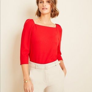 NWT | Ann Taylor Factory | Red Square Neck Top